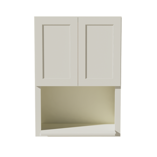 TW-WM3042: Creamy White Shaker 30"W x 42"H 2 Door & 1 Shelf Wall Built-in Microwave Cabinets