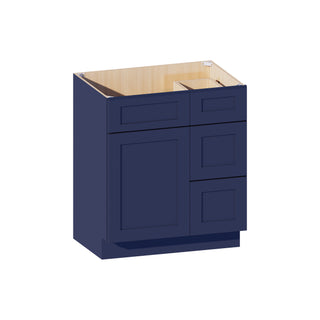 Navy Blue - 30"W Offset-Sink Vanity Combo Cabinet (Drawer on Right)