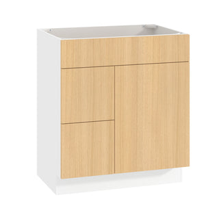 Frameless Oak Blonde - 30"W Offset-Sink Vanity Combo Cabinet (Drawer on Left)