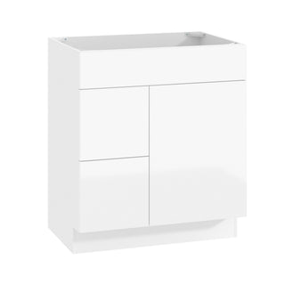 Frameless High-Glossy White - 30"W Offset-Sink Vanity Combo Cabinet (Drawer on Left)