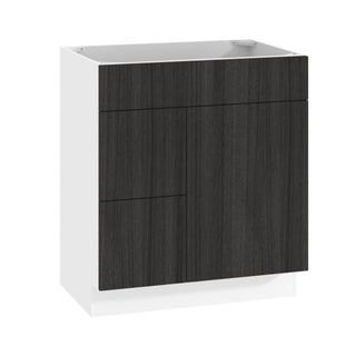 Frameless Oak Shade - 30"W Offset-Sink Vanity Combo Cabinet (Drawer on Left)