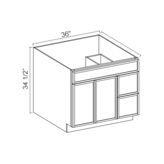Slim Aston Green - 36"W Offset-Sink Vanity Combo Cabinet (Drawer on Right)
