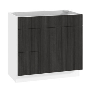 Frameless Oak Shade - 36"W Offset-Sink Vanity Combo Cabinet (Drawer on Left)