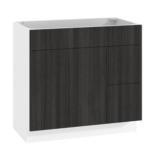 Frameless Oak Shade - 36"W Offset-Sink Vanity Combo Cabinet (Drawer on Right)
