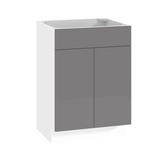 Frameless High-Glossy Gray - 24"W Vanity Sink Base Cabinet