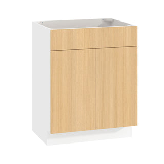 Frameless Oak Blonde - 27"W Vanity Sink Base Cabinet