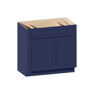 Navy Blue - 36"W Centered-Sink Vanity Combo Cabinet