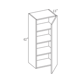 PRM-W1842: Prime Mist White Frameless Shaker 18"W x 42"H 1 Door & 3 Shelves Standard Wall Cabinet