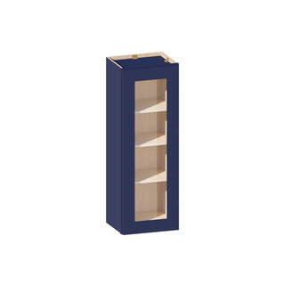 Navy Blue - 15"W × 42"H Glass-Door Wall Cabinet