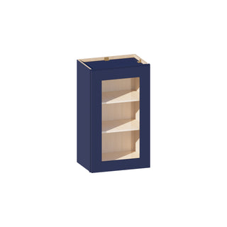 Navy Blue - 18"W × 30"H Glass-Door Wall Cabinet