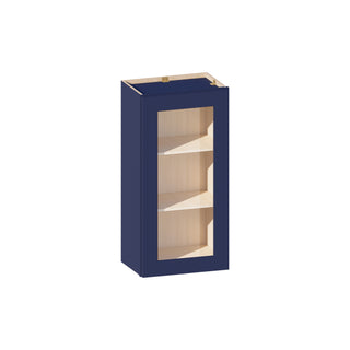 Navy Blue - 18"W × 36"H Glass-Door Wall Cabinet