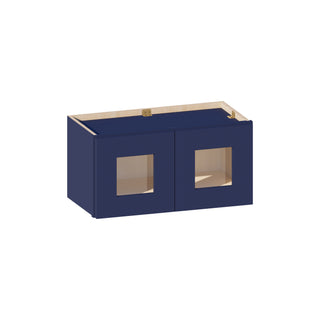 Navy Blue - 24"W × 12"H Glass-Door Wall Cabinet