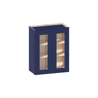 Navy Blue - 24"W × 30"H Glass-Door Wall Cabinet