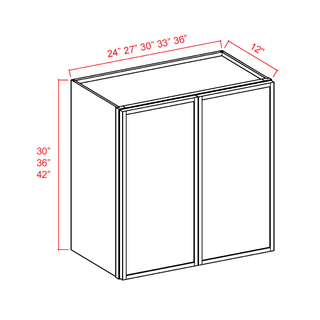 SAG-W2742: Slim Aston Green Shaker 27"W x 42"H 2 Doors & 3 Shelves Standard Wall Cabinet