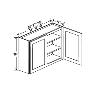 AG-W2430: Aston Green Shaker 24"W x 30"H 2 Doors & 2 Shelves Standard Wall Cabinet