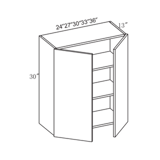 PRM-W2730: Prime Mist White Frameless Shaker 27"W x 30"H 2 Doors & 2 Shelves Standard Wall Cabinet