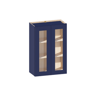 Navy Blue - 24"W × 36"H Glass-Door Wall Cabinet