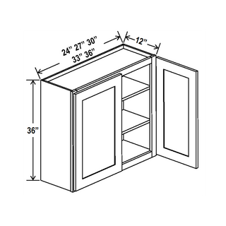AG-W2436: Aston Green Shaker 24"W x 36"H 2 Doors & 2 Shelves Standard Wall Cabinet