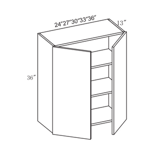 PRM-W2736: Prime Mist White Frameless Shaker 27"W x 36"H 2 Doors & 2 Shelves Standard Wall Cabinet