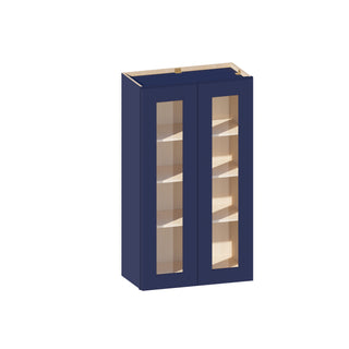 Navy Blue - 24"W × 42"H Glass-Door Wall Cabinet