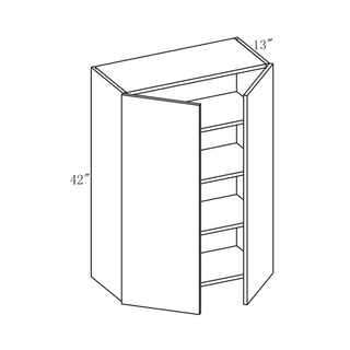 PRM-W2742: Prime Mist White Frameless Shaker 27"W x 42"H 2 Doors & 3 Shelves Standard Wall Cabinet