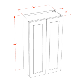 SF-W2442: Frost White Slim Shaker 24"W x 42"H 2 Doors & 3 Shelves Standard Wall Cabinet