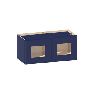 Navy Blue - 27"W × 12"H Glass-Door Wall Cabinet
