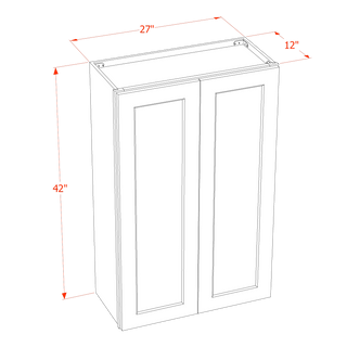 SF-W2742: Frost White Slim Shaker 27"W x 42"H 2 Doors & 3 Shelves Standard Wall Cabinet