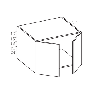 PRM-W301224: Prime Mist White Frameless Shaker 30"W x 12"H x 24"D 2 Doors Standard Bridge Wall Cabinet