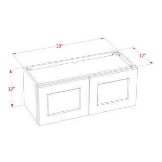 SF-W3012: Frost White Slim Shaker 30"W x 12"H 2 Doors Standard Wall Bridge Cabinet