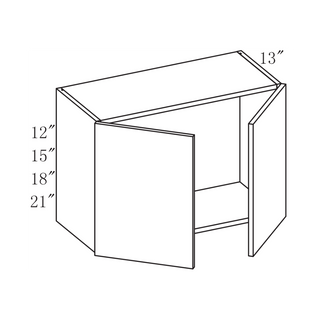PRM-W3018: Prime Mist White Frameless Shaker 30"W x 18"H 2 Doors Standard Wall Bridge Cabinet