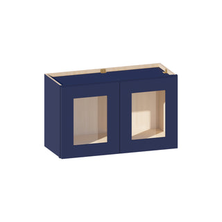 Navy Blue - 36"W × 12"H Glass-Door Wall Cabinet