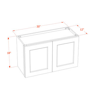 TG-W3018: Gabinete de pared estándar con dos puertas, color verde suave, Shaker, de 30" de ancho x 18" de alto 