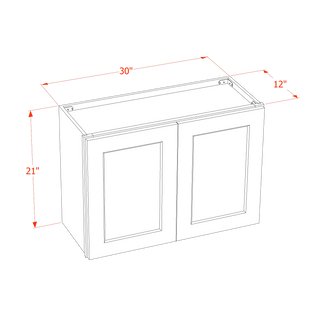 SM-W3021: Gabinete de pared estándar con dos puertas, delgado, marrón moca, Shaker, de 30" de ancho x 21" de alto