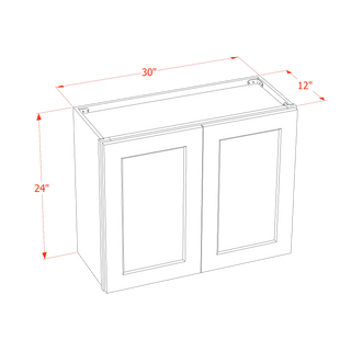 SM-W3024: Gabinete de pared estándar con dos puertas, de 30" de ancho x 24" de alto, de color marrón moca 