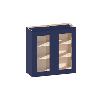 Navy Blue - 30"W × 30"H Glass-Door Wall Cabinet