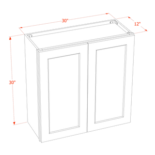 SF-W3030: Frost White Slim Shaker 30"W x 30"H 2 Doors & 2 Shelves Standard Wall Cabinet