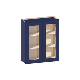Navy Blue - 30"W × 36"H Glass-Door Wall Cabinet