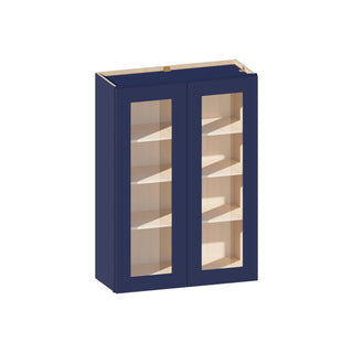 Navy Blue - 30"W × 42"H Glass-Door Wall Cabinet