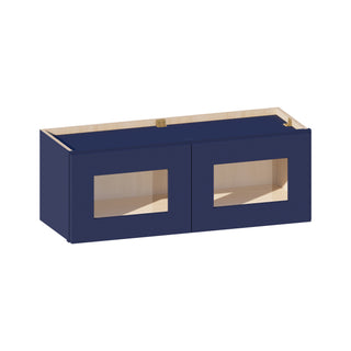Navy Blue - 33"W × 12"H Glass-Door Wall Cabinet