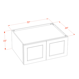 SF-W331524: Frost White Slim Shaker 33"W x 15"H x 24"D 2 Doors Standard Bridge Wall Cabinet