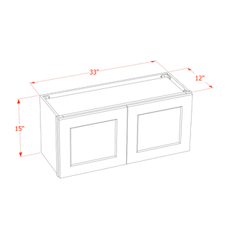 TG-W3315: Soft Green Shaker 33"W x 15"H 2 Doors Standard Wall Bridge Cabinet