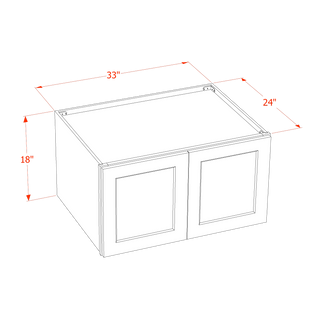 SF-W331824: Frost White Slim Shaker 33"W x 18"H x 24"D 2 Doors Standard Bridge Wall Cabinet