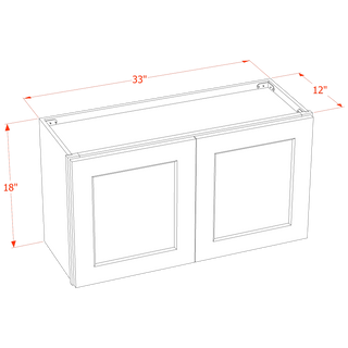 TG-W3318: Soft Green Shaker 33"W x 18"H 2 Doors Standard Wall Bridge Cabinet