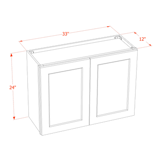 HT-W3324: Gabinete de pared estándar con dos puertas y diseño de madera Shaker de 33" de ancho x 24" de alto 