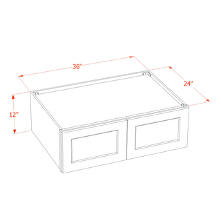 SF-W361224: Frost White Slim Shaker 36"W x 12"H x 24"D 2 Doors Standard Bridge Wall Cabinet