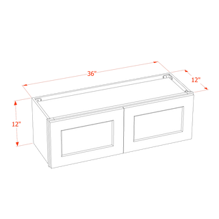 SM-W3612: Gabinete de pared estándar con dos puertas, de 36" de ancho x 12" de alto, de color marrón moca