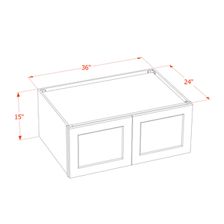 TG-W361524: Gabinete de pared con dos puertas, estilo puente, de color verde suave, de 36" de ancho x 15" de alto x 24" de profundidad, con diseño Shaker 