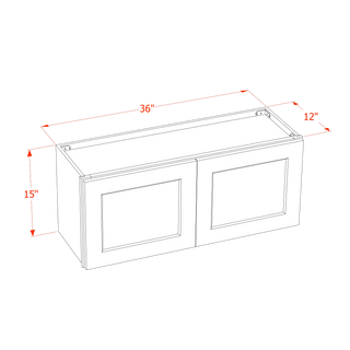 TG-W3615: Soft Green Shaker 36"W x 15"H 2 Doors Standard Wall Bridge Cabinet