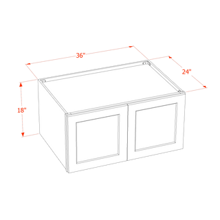 SF-W361824: Frost White Slim Shaker 36"W x 18"H x 24"D 2 Doors Standard Bridge Wall Cabinet